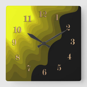 Black and yellow abstract pattern painting square wall clock