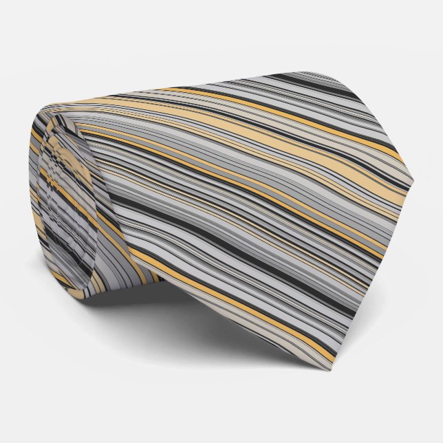 Black and Yellow Abstract Stripe Pattern Tie (Rolled)