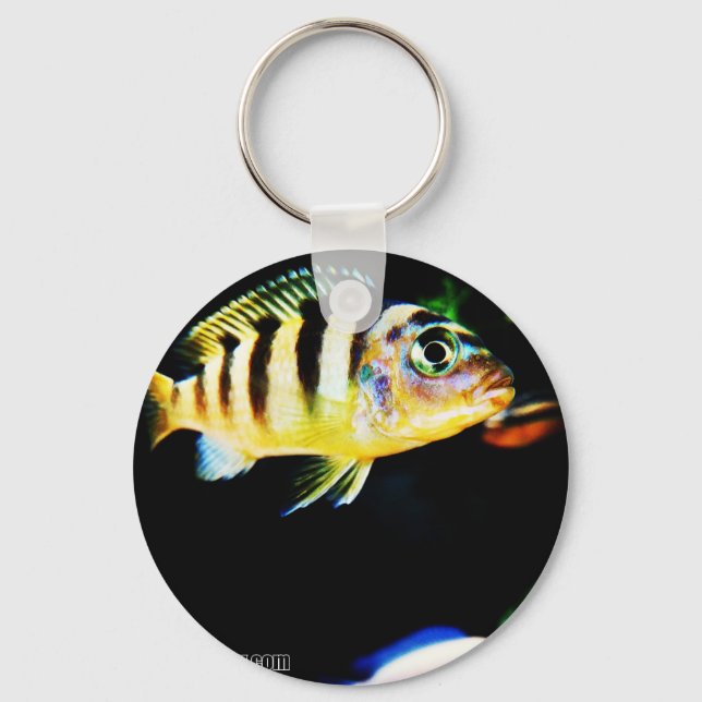 Black and Yellow African Cichlid Fish Keychain (Front)