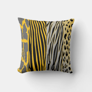 Black And Yellow animalal Printed Zebra Stripe Pil Throw Pillow