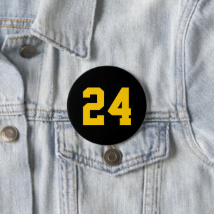 Black and Yellow Athlete Jersey Number 3 Inch Round Button