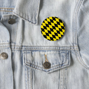 Black and Yellow Bavaria Diamond Flag Pattern 2 Inch Round Button
