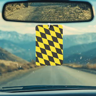 Black and Yellow Bavaria Diamond Flag Pattern Air Freshener