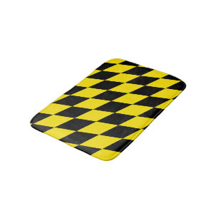 Black and Yellow Bavaria Diamond Flag Pattern Bath Mat