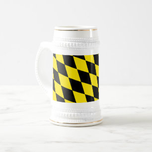 Black and Yellow Bavaria Diamond Flag Pattern Beer Stein