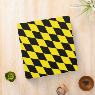 Black and Yellow Bavaria Diamond Flag Pattern Binder
