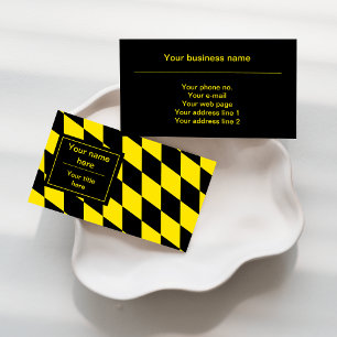 Black and Yellow Bavaria Diamond Flag Pattern Business Card