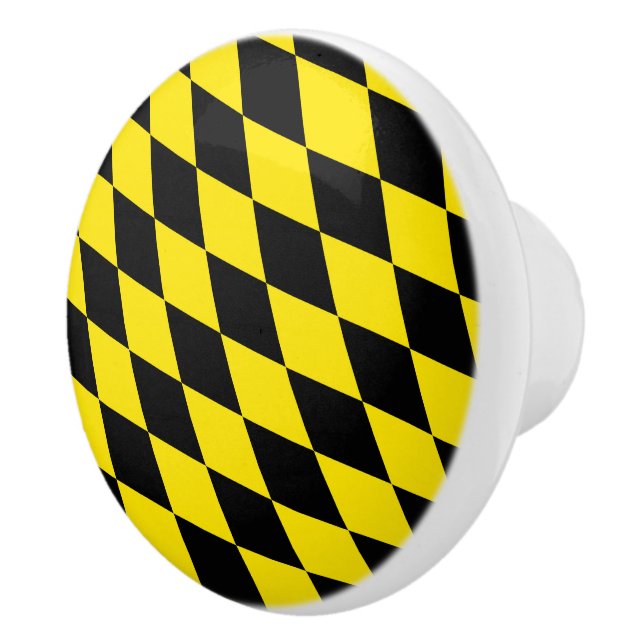 Black and Yellow Bavaria Diamond Flag Pattern Ceramic Knob (Right)
