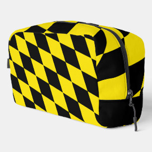 Black and Yellow Bavaria Diamond Flag Pattern Dopp Kit