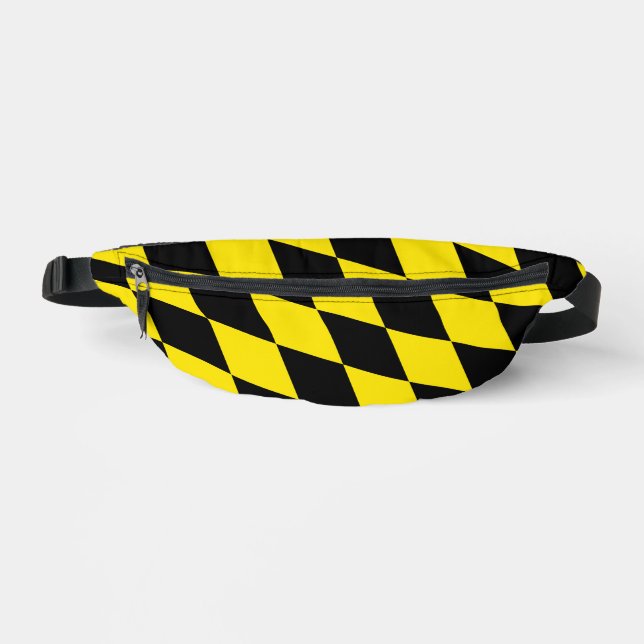 Black and Yellow Bavaria Diamond Flag Pattern Fanny Pack (Front)