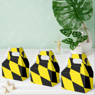 Black and Yellow Bavaria Diamond Flag Pattern Favor Box