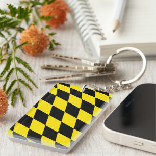 Black and Yellow Bavaria Diamond Flag Pattern Keychain