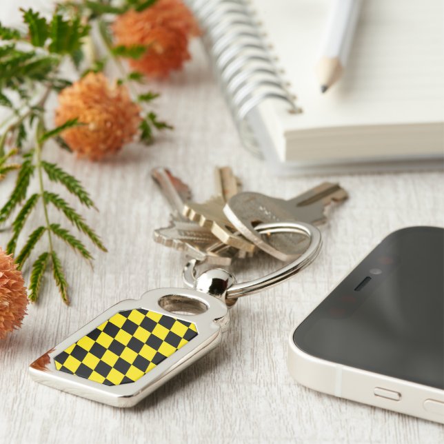 Black and Yellow Bavaria Diamond Flag Pattern Keychain (Side)
