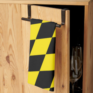 Black and Yellow Bavaria Diamond Flag Pattern Kitchen Towel