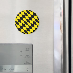 Black and Yellow Bavaria Diamond Flag Pattern Magnet
