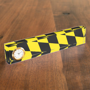 Black and Yellow Bavaria Diamond Flag Pattern Nameplate