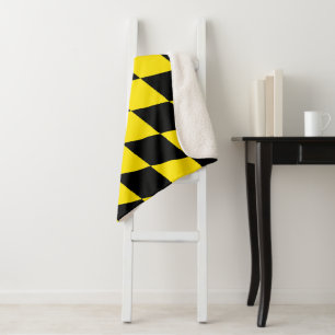 Black and Yellow Bavaria Diamond Flag Pattern Sherpa Blanket