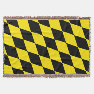 Black and Yellow Bavaria Diamond Flag Pattern Throw Blanket