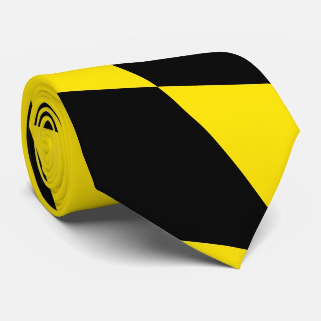 Black and Yellow Bavaria Diamond Flag Pattern Tie (Rolled)