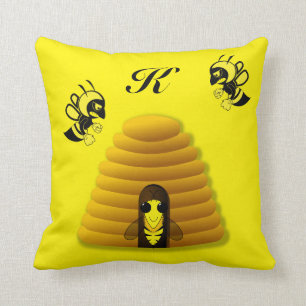 Black and yellow Bee Hive Throw Pillow