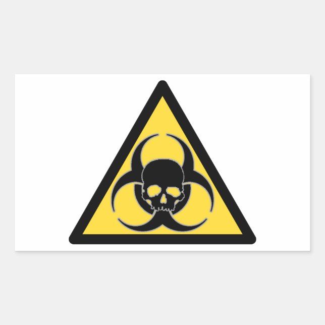 Black and yellow Biohazard symbol and skull Sticker (Front)