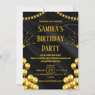 Black and Yellow Birthday Invitation