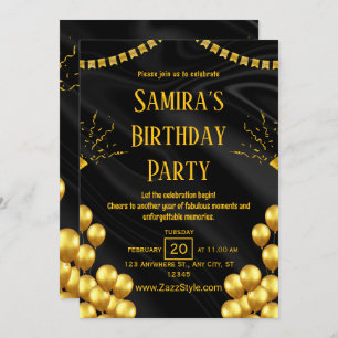 Black and Yellow Birthday Invitation