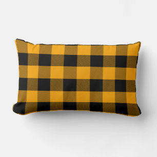 Black and Yellow Buffalo Plaid Pattern Lumbar Pillow