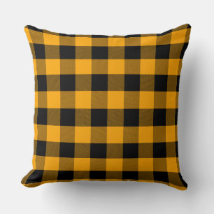 Black and Yellow Buffalo Plaid Pattern Throw Pill Pillow