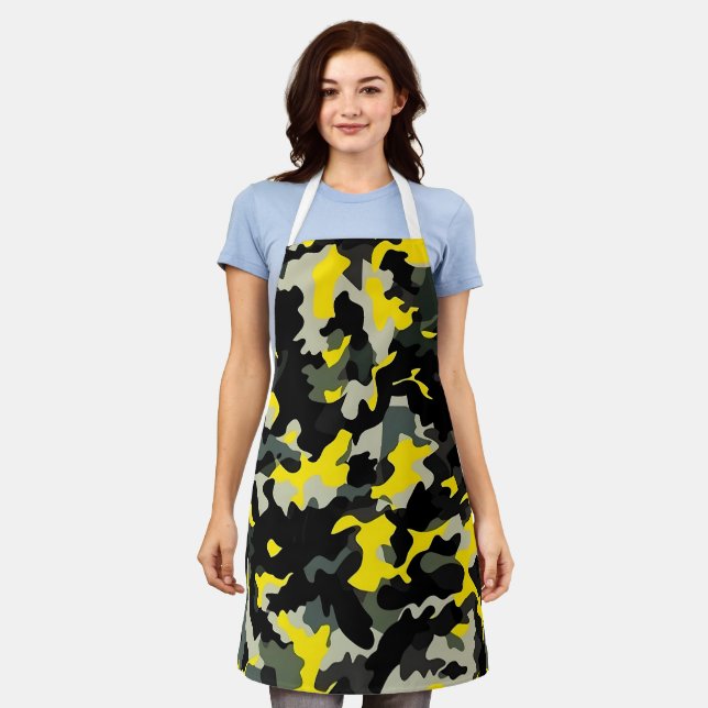 Black and Yellow Camouflage Pattern Apron (Worn)