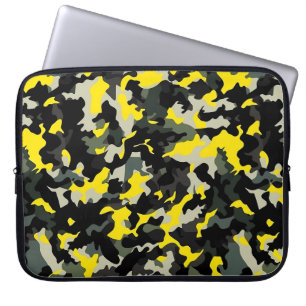 Black and Yellow Camouflage Pattern Laptop Sleeve