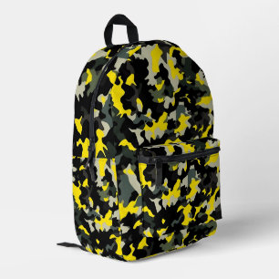 Black and Yellow Camouflage Pattern Printed Backpack