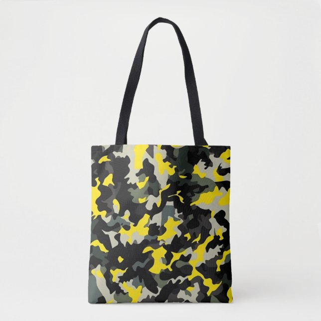Black and Yellow Camouflage Pattern Tote Bag (Front)
