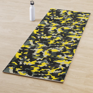 Black and Yellow Camouflage Pattern Yoga Mat