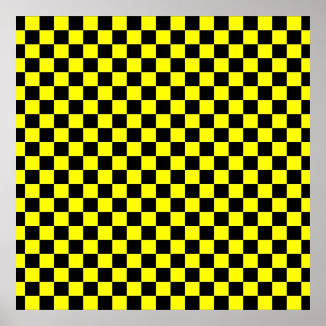 Black and Yellow Chequerboard Pattern Poster (Front)