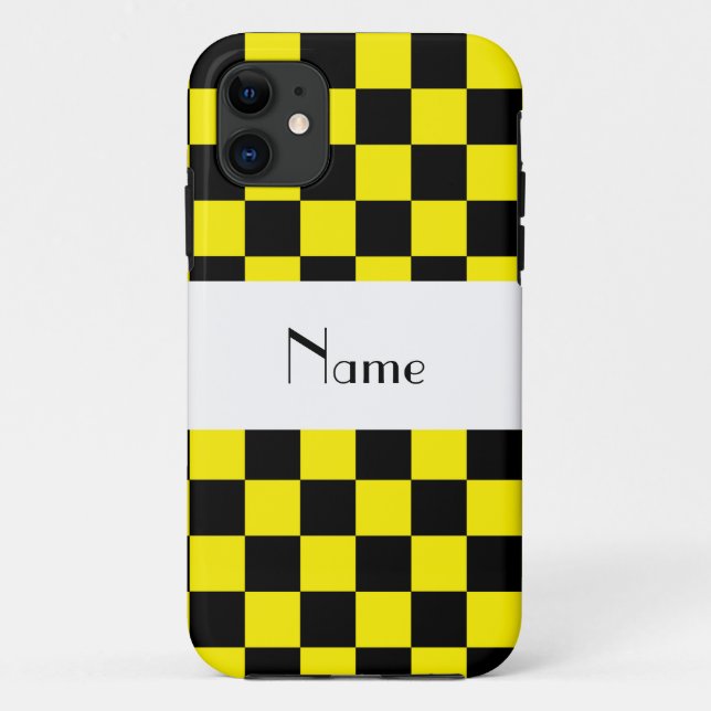Black and yellow chequered pattern Case-Mate iPhone case (Back)