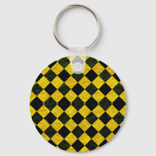 Black and yellow chequered pattern keychain