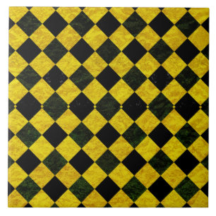 Black and yellow chequered pattern tile