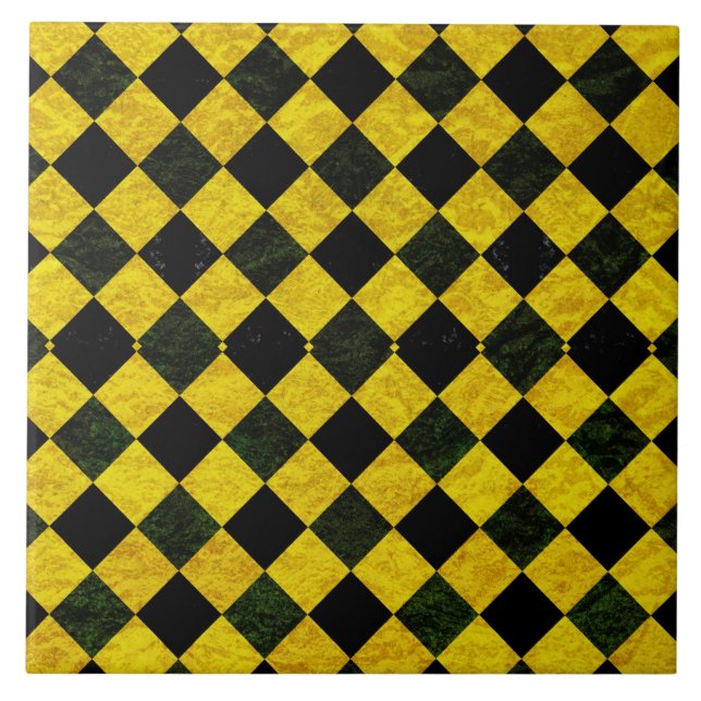 Black and yellow chequered pattern tile (Front)