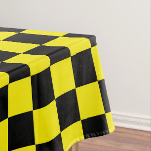 Black and Yellow Chequered Tablecloth