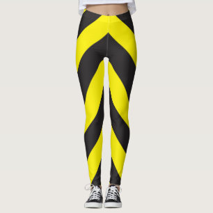 Black And Yellow Chevron Background Leggings