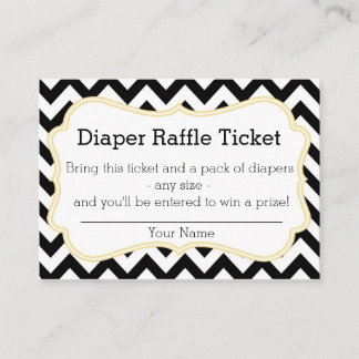 Black and Yellow Chevron Diaper Raffle Ticket Enclosure Card
