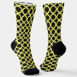 Black and Yellow Circle Crazy Socks Art