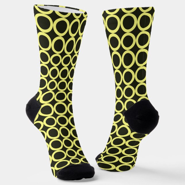 Black and Yellow Circle Crazy Socks Art (Angled)