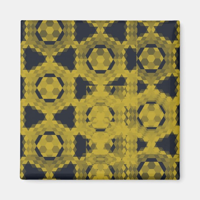 Black and yellow contrast fashion pattern magnet (Front)