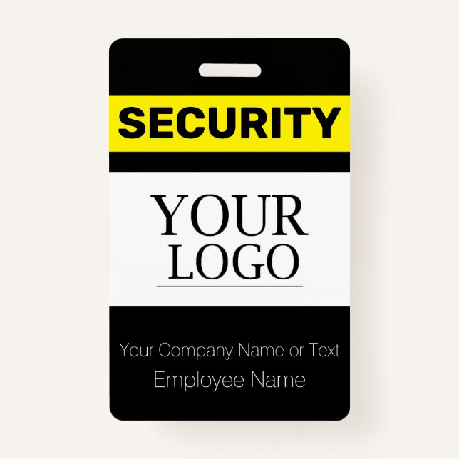 Black and Yellow Custom Logo Security Guard ID Badge (Front)