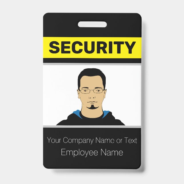 Black and Yellow Custom Photo Security Guard ID Badge (Front)