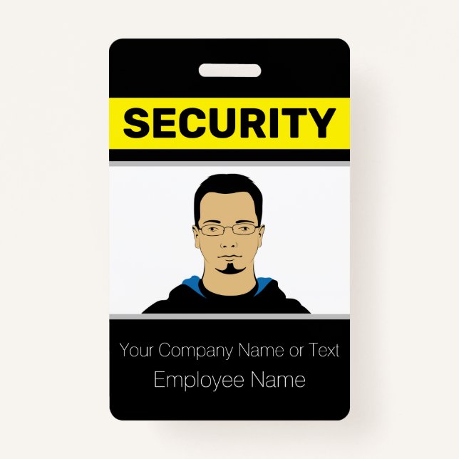 Black and Yellow Custom Photo Security Guard ID Badge (Front)