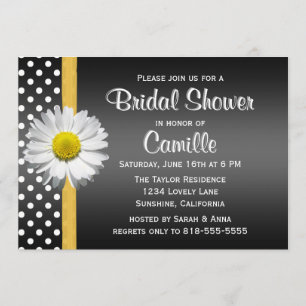 Black and Yellow Daisy Bridal Shower Invitation