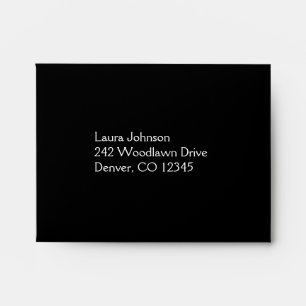 Black and Yellow Damask Return Address A2 Envelope